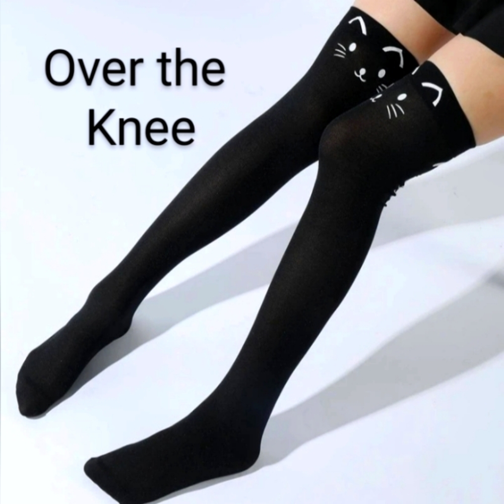 Cartoon Cat Over The Knee Stockings Hosiery OSFM